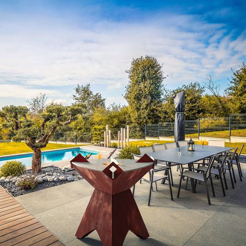 Plancha-Grill / für Außenbereich - ORIGINE 1000 Corten - Finoptim - Holz / bodenstehend