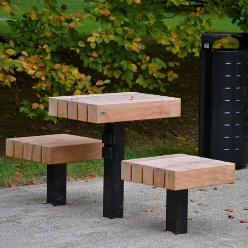 Moderner Picknicktisch - MODULO DUO - CROSO FRANCE - Tropenholz / Gestell aus galvanisiertem Stahl / rechteckig
