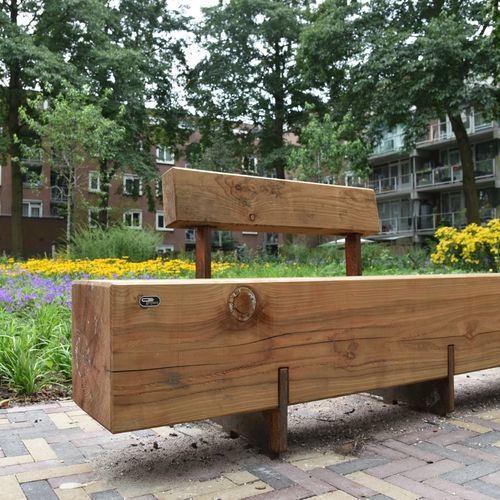 Moderne Bank für den öffentlichen Raum - PURE 3000 - CROSO FRANCE - galvanisiertem Stahl / Holz / mit Rückenlehne