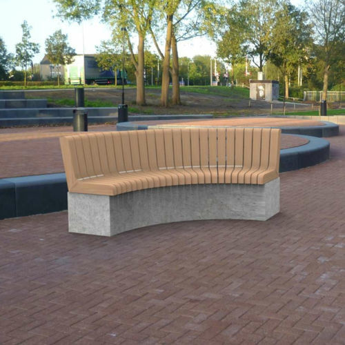Moderne Bank für den öffentlichen Raum - GRID - Elément 8 - CROSO FRANCE - Holz / Beton / mit Rückenlehne