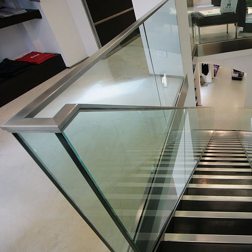 Edelstahlgeländer - POGGIBONSI ITALY RIDOLFI - LF ITALY - Glasplatten / für den Innenraum / für Treppen