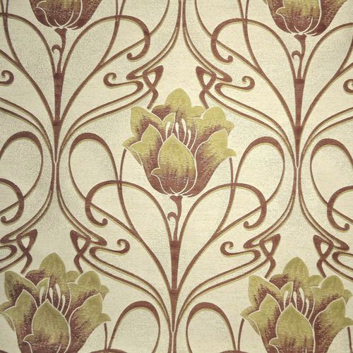 Möbelstoff - GOLD FRENCH LILY - Loome Fabrics - für Vorhänge / Blumenmotive / Polyester