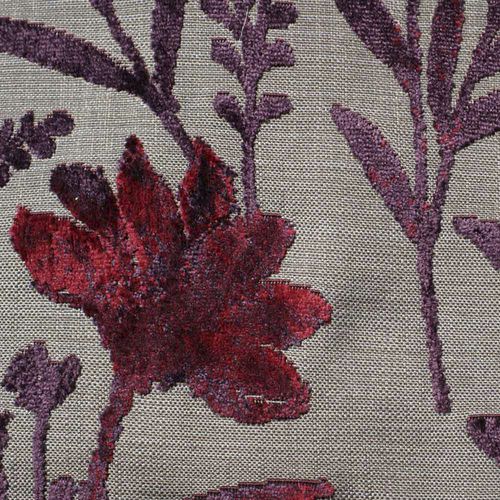 Möbelstoff - JODRELL CLARET - Loome Fabrics - für Vorhänge / Blumenmotive / Polyester