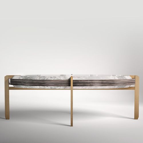Moderner Couchtisch - SOHO - Rossato Srl - Marmor / Gestell aus Holz / oval