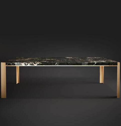 Moderner Tisch - STUART  - Rossato Srl - Marmor / Gestell aus gebürstetem Messing / rechteckig