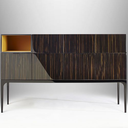 Modernes Sideboard - MADISON - Rossato Srl - Ebenholz / Metall / Leder