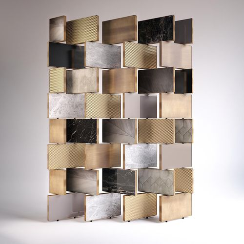 Moderner Paravent - EMPIRE - Rossato Srl - Nussbaum / Aluminium / Messing