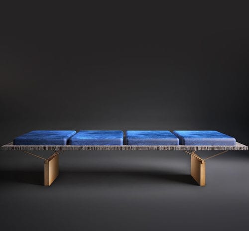 Moderne Polsterbank - STAMFORD  - Rossato Srl - Leder / Massivholz / Holz