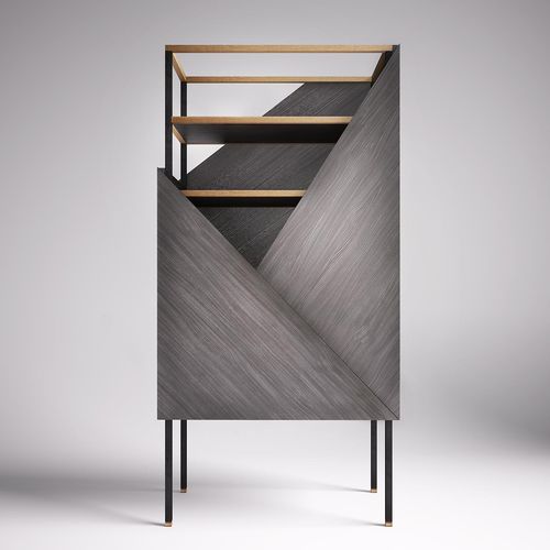 Regal / originelles Design - TUXEDO  - Rossato Srl - Eiche / Holzfurnier / Stahl