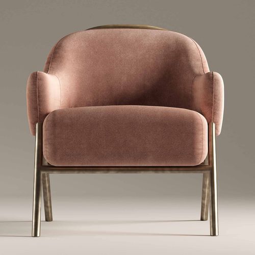 Moderner Sessel - JACKIE  - Rossato Srl - Samt / Messing / rosa