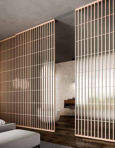 Tür für Innenbereich - JAPO - adielle srl - Aluminium / Schiebe / mit seitlicher Drehachse