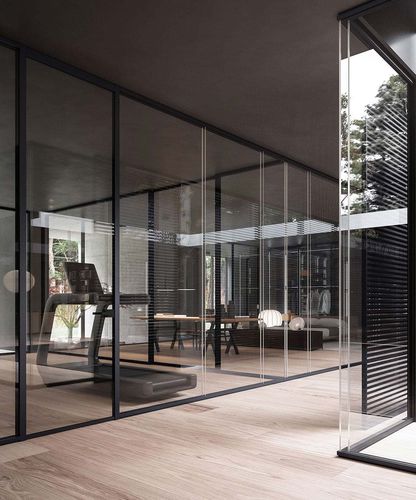 Abnehmbare Trennwand - MIES  - adielle srl - mit Doppelverglasung / Aluminium / für Privatgebrauch