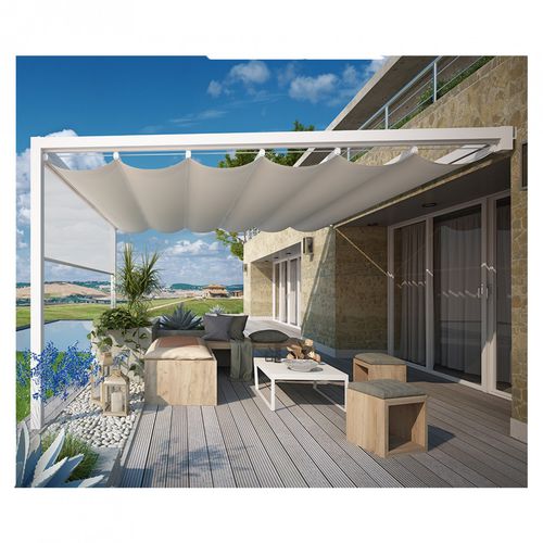 Selbsttragende Pergola - ONDA-ADD - FUSAROMARIOSRL - Metall / mit Stoffüberdachung / für Gewerbegebrauch
