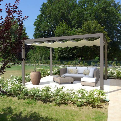 Selbsttragende Pergola - ONDA - FUSAROMARIOSRL - Metall / mit Stoffüberdachung / für Gewerbegebrauch