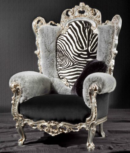 Neobarock-Sessel - CASANOVA ANIMALIER - ORSITALIA - Samt / Acrylgewebe / Baumwolle