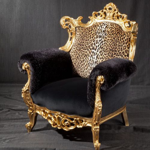 Neobarock-Sessel - FINLANDIA ANIMALIER - ORSITALIA - Samt / Baumwolle / abperlendes Gewebe