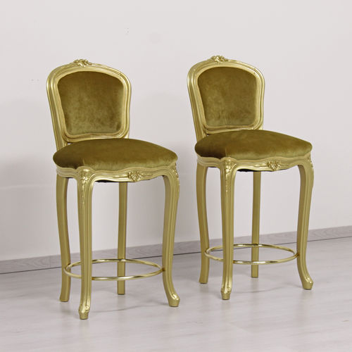 Barhocker / französischer Stil - BRIANZA SPECIAL 65 cm. - ORSITALIA - Kunstleder / lackiertes Holz / Segeltuch