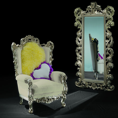 Neobarock-Sessel - CASANOVA - ORSITALIA - Samt / Acrylgewebe / Baumwolle