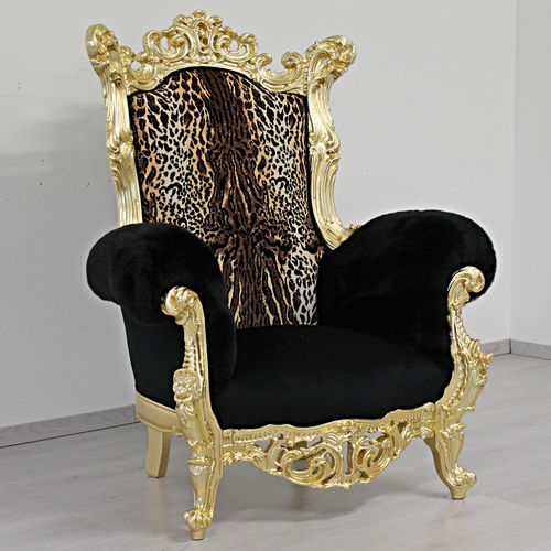 Neobarock-Sessel - FINLANDIA TRONO ANIMALIER - ORSITALIA - Samt / Baumwolle / abperlendes Gewebe
