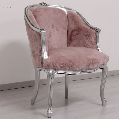 Sessel / Louis XVI - ROSA - ORSITALIA - Stoff / Kunstfell / Buche