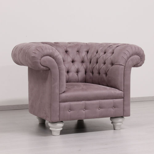 Chesterfield-Clubsessel - SWING CLASSIC - ORSITALIA - Leder / Samt / abperlendes Gewebe