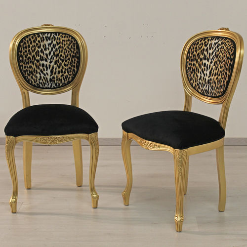 Esszimmerstuhl / Louis XV - FIORE ANIMALIER - ORSITALIA - für den Innenraum / Samt / abperlendes Gewebe