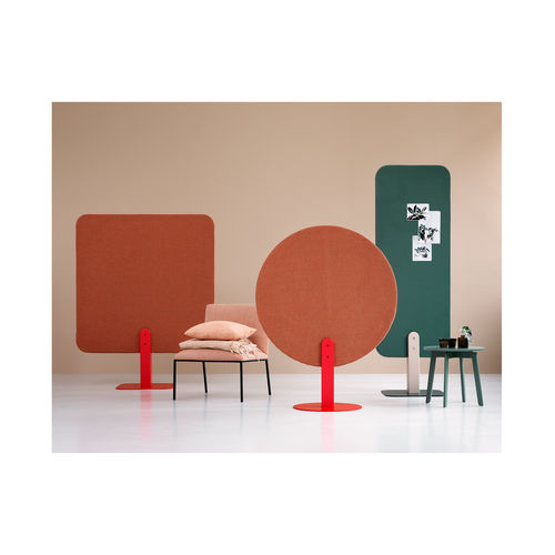 Bodenstehende Bürotrennwand - SKOG - ZilenZio - aus lackiertem Stahl / MDF / Esche