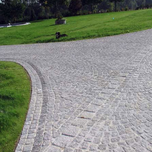 Granit-Pflasterstein - COBBLES : SILVER GREY - DVTSTONE - rutschfest / Fußgänger / befahrbar