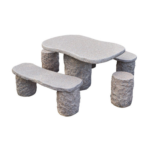 Moderner Tisch - HYDRA - PANGEA - Granit / Gestell aus Naturstein / mit Mittelfuß