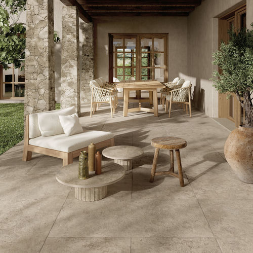 Travertin-Fliesen - TIBUR - KRONOS CERAMICHE - matt / Struktur / für Außenbereich