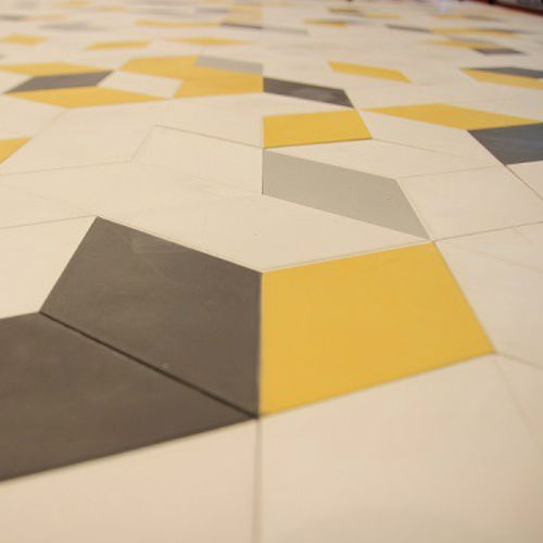 Polierte Zementfliese - RELIEF HEXAGONAL - Secoin Corporation - für den Innenraum / Boden / geometrisches Muster