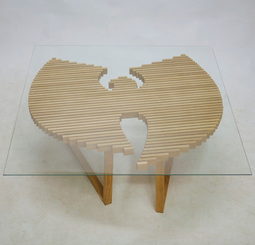 Designtisch / originell - WUTANG  - TEBIAN - Glas / Gestell aus Eiche / für 2 Personen