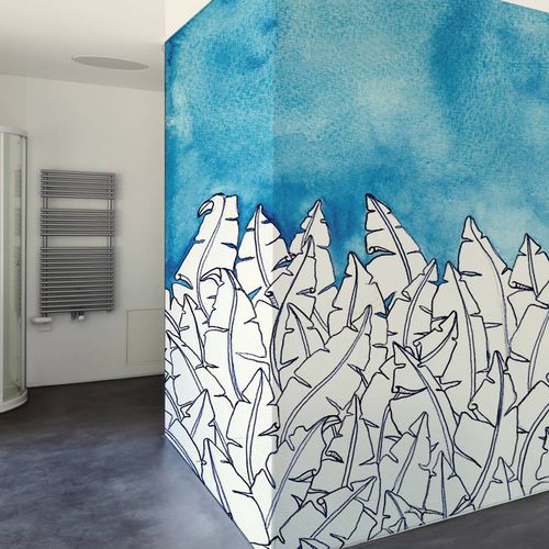 Moderne Tapete - BLUE FOREST - Wallpepper - Zellulosefaser / Naturfaser / Naturmotiv
