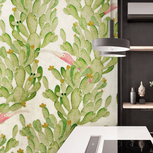 Moderne Tapete - CACTUS DREAM - Wallpepper - Zellulosefaser / Naturfaser / Naturmotiv