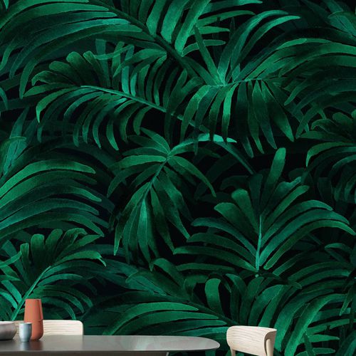 Moderne Tapete - PALM PLETHORA - Wallpepper - Zellulosefaser / Naturfaser / Naturmotiv