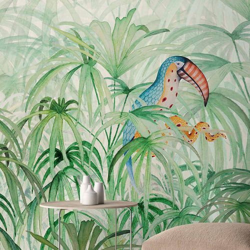 Moderne Tapete - TOUKE-TOUKE JUNGLE - Wallpepper - Zellulosefaser / Naturfaser / Naturmotiv