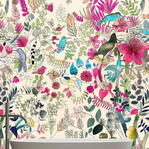 Moderne Tapete - FLOWERS & NATURE - Wallpepper - Zellulosefaser / Naturfaser / Blumenmotiv