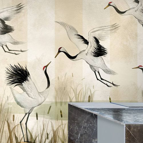 Moderne Tapete - BISOUS - Wallpepper - Zellulosefaser / Naturfaser / Tiermuster
