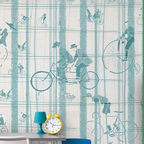 Moderne Tapete - BICYCLE - Wallpepper - Zellulosefaser / Naturfaser / Motiv