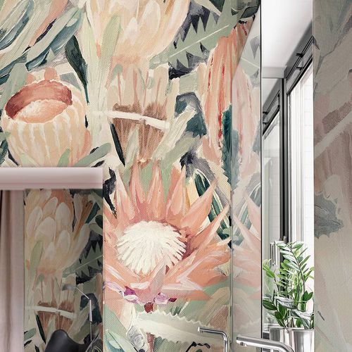 Moderne Tapete - CARDI - Wallpepper - Zellulosefaser / Vlies / Blumenmotive