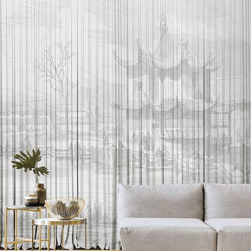 Moderne Tapete - UKYO - Wallpepper - Zellulosefaser / Naturfaser / Streifenmuster