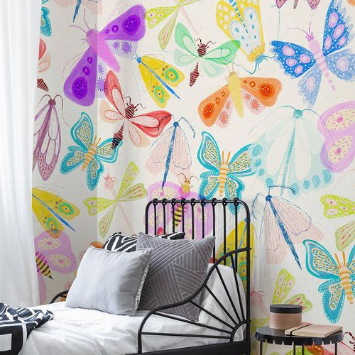 Moderne Tapete - BUTTERFLY - Wallpepper - Zellulosefaser / Naturfaser / Tiermuster