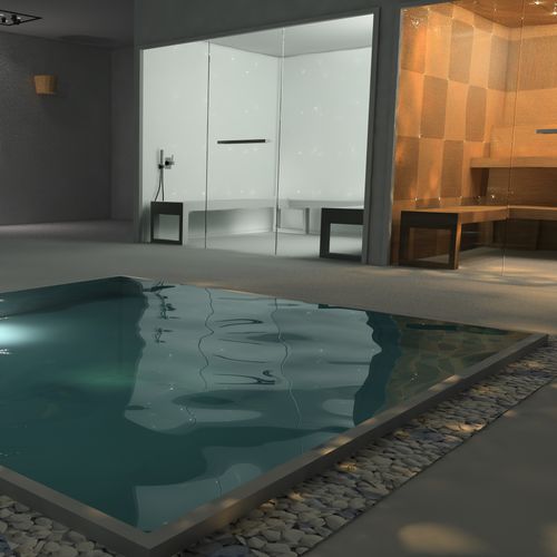 Einbau-Whirlpool - AWD - quadratisch / 8 Plätze / Mosaik