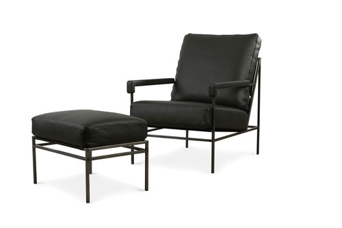 Moderner Fußschemel - SEVENTY  - Jonas Ihreborn - Leder / Stoff / für Gewerbegebrauch