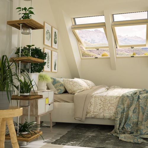 Holz-Dachfenster - ISO I22 - okpol - mit zentraler Drehachse / mit Dreifachverglasung / mit Wärmedämmung