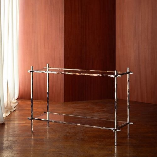 Moderner Tisch - FLUIDE - MYDRIAZ - Messing / Glas / Gestell aus Metall