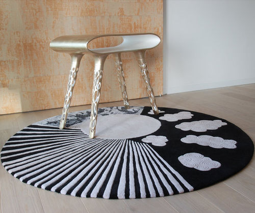Moderner Teppich - W.I.M.P. - MANUFACTURE DE TAPIS DE BOURGOGNE - Streifenmuster / Wolle / rund