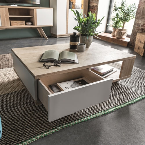 Moderner Couchtisch - Senales - Fameg - Eiche / Gestell aus Stahl / Gestell aus Aluminium
