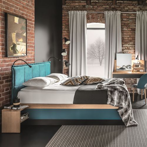 Doppelbett - Tivoli - Fameg - modern / gepolstertes Kopfteil / Bettkasten