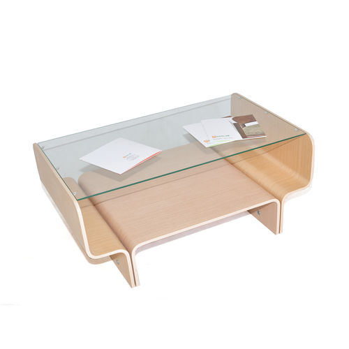 Moderner Couchtisch - PUFF ST - Sedja - Holz / Glas / rechteckig